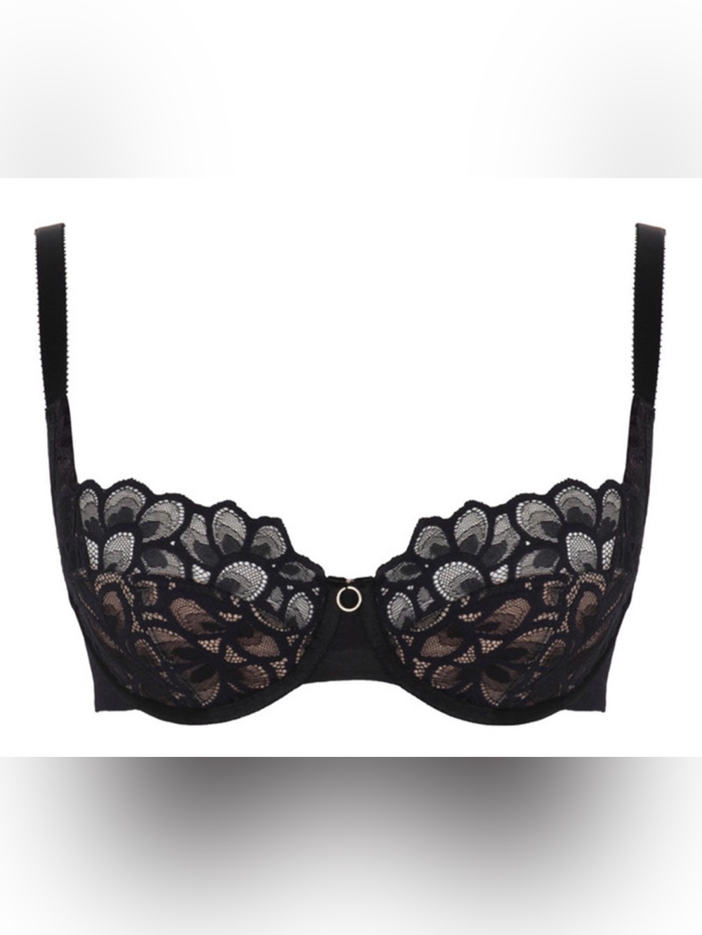 Panache Black Lace Balconette Bra - Size UK 30G